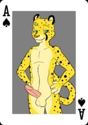 anthro balls card cheetah erection feline furry furry_only looking_at_viewer male male_only metal_(artist) nude penis solo spots zach_(gamerfox)