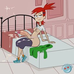 1futa after_sex breasts cum cumshot dickgirl foster's_home_for_imaginary_friends frankie_foster futa_only futanari hair human indoors intersex large_breasts large_penis nipple_piercing penis red_hair single_nipple_ring solo solo_futa whargleblargle