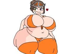ass bandage big_ass big_breasts big_thighs bikini breasts brown_hair chubby female gacha gacha_life heart heterochromia hyper_breasts hyper_thighs knight_helmet leftthumb ms_paint orange self_upload stockings thighs