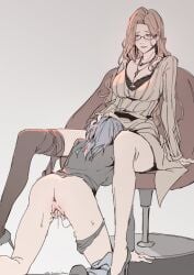 cunnilingus fingering grab_hair on_knees pussy_eating yuri