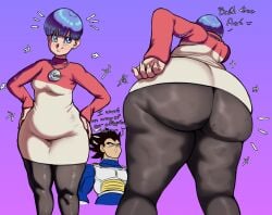 1girls ass bulma_briefs dragon_ball female huge_ass human isxues standing tight_clothing