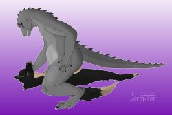 absurd_res anthro anthro_lizard arxur_(the_nature_of_predators) ass back_spikes belly big_butt black_body black_fur bodily_fluids chado_(chaddyboy) cum cum_inside duo ear_tuft fat_thighs fur furry_tail genital_fluids grey_body grey_scales hand_on_leg hand_on_thigh hi_res inflation lizard male male/male mammal marsupial penetration penile penile_penetration penis purple_eyes reptile scales scalie screpter sex side_view spikes spikes_(anatomy) submissive submissive_male tail tan_body tan_fur the_nature_of_predators thick_thighs tuft vexor_(character) watermark wide_hips yellow_eyes yotul_(the_nature_of_predators)