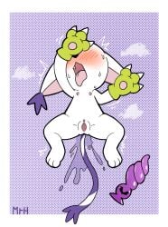 after_masturbation after_orgasm anthro bandai_namco bianc_(el_senor_erizo) blush bodily_fluids claws clothing digimon digimon_(species) dildo eyelashes felid feline female fur gatomon genital_fluids genitals gloves handwear hi_res mammal mr_harinezumi nipples open_mouth sex_toy shaking solo tail tongue tongue_out trembling white_body white_fur