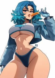 1female 1girls 2d 2d_(artwork) big_breasts big_breasts big_breasts blue_eyes blue_hair blush blush blush_lines breasts breasts breasts curvaceous curvy curvy_figure epic_games female female female_only fortnite fortnite:_battle_royale holding_object light-skinned_female light_skin lightrider_(fortnite) looking_down magaska19 no_pants panties popsicle shirt short_hair solo solo_female standing tagme thick_thighs thighs underboob white_background
