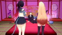3d 3dmmdude black_hair blonde_hair chainsaw_man ffm_threesome imminent_sex jane_doe_(zenless_zone_zero) maid_outfit moviemakerdude power_(chainsaw_man) sfw standing suit suit_and_tie tail threesome zenless_zone_zero