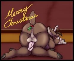 all_fours anal ass breasts english_text female high_heels penis pokemon_(creature) solo tail testicles