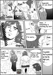 anal anal_bleeding anal_sex barbarian blood cahara comic cum cum_on_clothes doggy_style english_text enki_ankarian fear_and_hunger forced_anal forced_orgasm forced_yaoi from_behind gameplay_mechanics gay halftone humor long_hair long_hair_male looking_pleasured male male_only meme monochrome monster motion_lines muscular muscular_male night_lurch ragnvaldr rape screentone yaoi yaranaika yoshinaga_yuki3