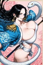 ai_generated big_breasts boa_hancock breast_band clothed female one_piece panties safe_for_work samurai