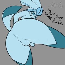 1:1 2024 angry annoyed anthro anus ass balls big_butt blue_body blue_sclera butt_focus canid canine dark_sclera dialogue digital_media_(artwork) eeveelution english_text gazaster generation_4_pokemon genitals glaceon lex_(gazaster) looking_at_viewer low-angle_view male mammal nintendo nude open_mouth penis pokemon pokemon_(species) signature simple_background small_penis solo tail text thick_thighs thigh_high_marking white_eyes worm's-eye_view