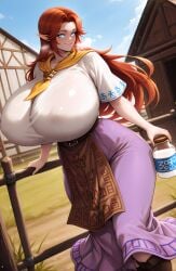 1girls ai_generated ass big_breasts big_hips big_thighs blue_eyes boots breasts breasts_bigger_than_head clothed clothed_female clothing cremia curvaceous curvy curvy_body curvy_female curvy_figure curvy_hips dress elf elf_ears enormous_breasts farm farm_girl farmer farmgirl female female_focus female_only gigantic_breasts hair heavy_breathing hourglass_figure hourglass_figured_female huge_ass huge_breasts huge_hips huge_thighs large_breasts long_hair long_skirt malon milk milk_bottle narrow_waist nunai ocarina_of_time outdoors red_hair red_hair_female skirt smile smiling solo solo_female solo_focus standing steam steamy_breath the_legend_of_zelda the_legend_of_zelda:_ocarina_of_time the_legend_of_zelda:_oracle_of_seasons the_legend_of_zelda:_the_minish_cap thick thick_ass thick_hips thick_legs thick_thighs video_game video_game_character video_game_franchise video_games wide_hips