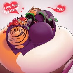 big_breasts furry inflation kiss_inflation puffkiss rimou spherical_inflation tagme wardrobe_malfunction