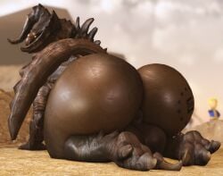 1boy anthro ass ass back_view balls bethesda_softworks big_ass big_butt deathclaw fallout from_behind gay horn inviting male male_only nude presenting presenting_ass presenting_butt solo solo_focus tail teasing willie_piv