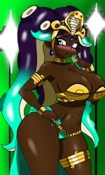 2d 2d_(artwork) 2d_artwork bare_arms bare_legs bare_midriff bare_shoulders bare_thighs beauty_mark beauty_mark_under_mouth belly_button belly_button_piercing belly_dancer belly_dancer_outfit big_breasts big_breasts big_thighs bikini bikini_top blue_ear_piercing blue_ear_ring blue_earring blue_earrings blue_gem blue_gemstone blue_tentacles blush blush blush_lines bra bracelet cleavage cobra_tiara collar dancer dancer_class dancer_girl dancer_outfit dancer_shantae dancing_class_outfit dancing_girl dark_skin dark_skinned_female double_d double_ds ear_piercing ear_ring earring earrings eyelashes gem gem_on_forehead gemstone gold_(metal) gold_bikini gold_bikini_top gold_bra gold_bracelets gold_collar gold_jewelry gold_thigh_ring gold_thighlet gold_tiara golden_bikini golden_bikini_top golden_bra golden_bracelet golden_bracelets golden_collar golden_thigh_ring golden_tiara green_eyes green_fingernails green_fingers green_heart_pasties green_loincloth green_piercing green_screen green_tentacles half_naked harem harem_girl harem_jewelry harem_outfit heart-shaped_pasties heavy_breasts heavy_thighs highlights highlights_(coloring) hourglass_figure hourglass_figured_female idol inner_sideboob large_boobs large_breasts large_thighs loincloth looking_away looking_away_from_viewer marina_(splatoon) midriff navel navel_piercing octoling octoling_girl octopus octopus_girl octopus_humanoid octopus_tentacle octopus_tentacles off_the_hook_(splatoon) outer_sideboob overboob photoshoot pierced_belly_button pierced_navel piercing sideboob slave slave_bikini slave_collar slave_outfit slavegirl splatoon splatoon_(series) splatoon_2 splatoon_3 splatoon_3:_side_order studio studio_lights tanline_island tentacle tentacle_hair thick_thighs thigh_ring thigh_strap thighlets tiara underboob video_game video_game_character video_game_franchise video_games wide_hips
