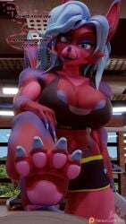 3d_(artwork) abs anthro areola areola_slip athletic athletic_anthro athletic_female back_wings bat bat_wings big_breasts blender_(artwork) blender_cycles blue_claws blue_eyes blue_hair blue_nipples breasts claws clothed clothed_anthro clothed_female clothed_male clothing comic comic_panel dialogue digital_media_(artwork) dominant dominant_anthro dominant_female duo eyebrows eyelashes feet female fiana_(xelli) first_person_view foot_focus foot_on_balls fur hair hi_res human long_ears looking_at_viewer looking_down looking_down_at_viewer male male/female mammal membrane_(anatomy) membranous_wings multicolored_body multicolored_fur muscular muscular_anthro muscular_arms muscular_female muscular_thighs nails navel navel_piercing nipples partially_clothed pawpads paws piercing pink_body pink_fur purple_body purple_fur red_body red_fur smile smirk solo_focus speech_bubble tail tattoo teasing teasing_viewer text text_on_clothing text_on_topwear thick_thighs tight_clothing toe_claws topwear wing_claws wings womb_tattoo xelli