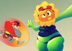 1girls all-star_(pvz) anthro anthrofied ass breasts breasts chubby female flora_fauna octogoon plant plant_girl plant_humanoid plantie plants_vs._zombies plants_vs_zombies popcap_games pussy solar_flare_(pvz) sunflower_(pvz) zombie zombie_(pvz)