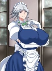 breasts_bigger_than_head giant_breasts giantess gigantic_breasts huge_breasts hyperomizu massive_breasts sakuya_izayoi touhou venus_body