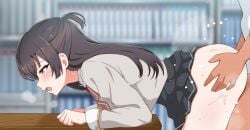 1boy 1girls ass black_hair blurry_background blush blush censored clothed_female clothed_female_nude_male clothed_sex clothing dark-skinned_male dark_skin female female/male female_focus from_behind fucked_from_behind grey_eyes hair_between_eyes hands_on_ass heavenly_ass indoors light-skinned_female light_skin long_hair long_sleeves male male/female medium_breasts mosaic_censoring mostly_nude mostly_nude_male no_panties paid_reward paid_reward_available penis penis_in_pussy pussy radio_(mei99) school_uniform seiren_academy_school_uniform sex sex_from_behind shirt skirt skirt_up slim_waist straight straight suou_yuki sweat sweatdrop sweating table taken_from_behind teenage_girl teenager textless_version tokidoki_bosotto_russian_de_dereru_tonari_no_alya-san unseen_male_face vagina vaginal_penetration vaginal_sex white_shirt