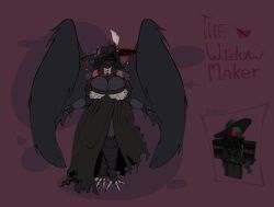 1girls 2020s 2025 anthro big_breasts bird_feet clothes commission commission_art cryptid dress milf monster monster_girl mothman mythology oc original_character questionable riudianami roblox roblox_avatar robloxian safe_for_work tagme unique wings