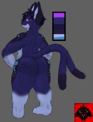 2025 2_tails absurd_res ass big_butt butt_focus deity detailed facing_away_from_viewer felid hair hi_res male mammal moon multi_tail prehistoric_species rabbitvenomvoid_(artist) reference_image saber-toothed_tiger short_hair simple_background smile smiling_at_viewer solo tail thick_thighs wide_hips