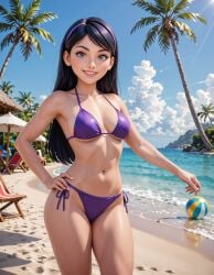 1girls 3d ai_generated beach bikini civitai oiled_skin pink_bikini pose posing realistic shiny_skin smile smiling smiling_at_viewer sunlight sunny teenage_girl teenager the_incredibles violet_parr young younger_female