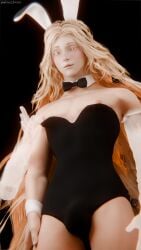1boy 3d blender blonde_hair blush bow_tie bulge bulge_through_clothing bunny_boy bunny_costume bunny_ears bunnysuit desess3intes elden_ring femboy fromsoftware long_hair male_focus male_only miquella miquella_the_kind nipples penis presenting_penis solo tagme twink yellow_eyes