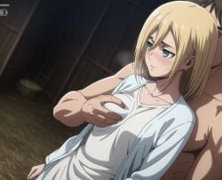 1boy 1boy1girl 1girls about_to_have_sex ai_generated asian_female attack_on_titan before_sex black_hair blush boobs_out breasts closed_eyes couple couple_(romantic) couple_art couple_focus couple_love duo duo_focus embrace embrace_from_the_behind embracing embracing_from_behind eren_jaeger female female/male historia_reiss hugging_from_behind hugging_partner imminent_sex kissing male male/female naked nude outside romantic romantic_ambiance romantic_couple shingeki_no_kyojin short_hair straight wholesome wholesome_nudity