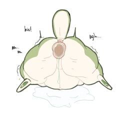 after_sex ali_(lopsalien) alien ambiguous_gender anus anus_focus ass ass_bigger_than_head ass_focus back_view backsack belly_bulge belly_button belly_expansion big_ass big_belly big_thighs bunny cellulite deep_penetration disheveled excessive_precum gaping_anus in_love lagomorph lopsalien male male_only moaning_in_pleasure nub_tail null null_bulge oc original_character pink_anus plain_background precum precum_drip precum_on_ground precum_string precum_trail precumflation rabbit rabbit_humanoid shaking solo solo_focus tail tail_up