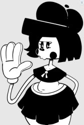beret beret_girl big_ass big_hands big_hips big_thighs bittletoons black_and_white black_cap black_eyes black_hair black_skirt cap cheek_markings clown clown_girl facial_markings gloves gray_background huge_ass huge_hips huge_thighs large_ass large_hips large_thighs long_arms noodle_arms retro_artstyle rubberhose short_hair simple_eyes skirt slim slim_arms slim_female slim_waist thick_ass thick_hips thick_thighs white_body white_skin