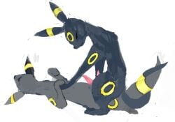 2013 animal_genitalia animal_penis closed_eyes duo eeveelution feral feral_on_feral fur generation_2_pokemon genitals grey_body grey_fur intraspecies low_res male male/male naircat nintendo penis pink_penis pokemon pokemon_(species) simple_background umbreon white_background