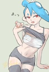 1girls digital_media_(artwork) flashing nipples_visible_through_clothing octoling shiver_(splatoon) shiver_(splatoon_raiders) shiver_hohojiro splatoon splatoon_(series) splatoon_raiders tanukichikushin twitter_link
