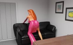 ass ass_focus big_ass big_breasts cartoon casting_couch couch dress jessica_rabbit pose posing presenting_butt red_hair sexy_pose