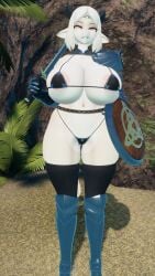 annoyed armor bimbo celinia_(cervina7) eye_roll female female_only huge_breasts large_breasts milf shield skimpy solo sword vrchat wide_hips