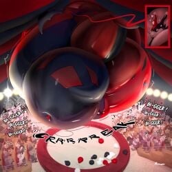 air_inflation circus crowd crowd_watching dragon furry harlequin helium_inflation hose hose_inflation inflation jester latex rimou spherical_inflation tagme tight_clothing