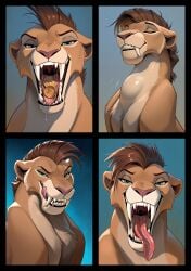 ai_generated amani_the_shaman black_lips blue_eyes clenching_teeth coins coins_in_mouth drool fangs feline female head_tilt licking_lips licking_own_lips looking_at_viewer maw_shot mawshot mohawk_(hairstyle) mouth_shot, naughty neck:bulge, object_vore open_maw open_mouth saberteeth sabertooth saliva smirking_at_viewer swallowing, swallowing_whole teeth throat_bulge tongue_out tongue_sticking_out white_teeth