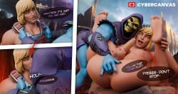 2boys 3d 3d_(artwork) 3d_artwork cybercanvas dialogue erect erect_cock erect_dick erect_penis erection fingering fingering_anus fingering_partner fully_naked fully_naked_male fully_nude fully_nude_male gay gooning he-man he-man_and_the_masters_of_the_universe_(2021) jerking jerking_off jerkingoff masturbation naked naked_male nude nude_male skeletor spreading_legs text tongue_out yaoi