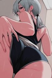 body chainsaw_man eyes full hot pervert provocative quanxi_(chainsaw_man) rear shorts sweat thighs tight