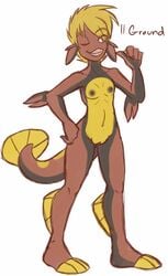 anthro blink_(artist) breasts female nintendo pokemon pokemorph pussy smuttonorange stunfisk video_games