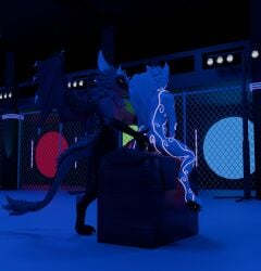 absurd_res anal anal_fingering anthro canid canine canis duo fingering fingering_partner glowing glowing_markings hi_res huge_filesize james_enderblud jman7407 low-angle_view male male/male mammal markings nardoragon sex wolf