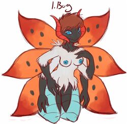 anthro arthropod blink_(artist) blue_eyes breasts female insects moth nintendo pokemon pokemorph pussy smuttonorange video_games volcarona wings