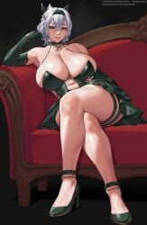 1girls dress huge_breasts looking_at_viewer smile tagme
