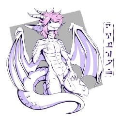 animal_genitalia animal_humanoid anthro bethesda_game_studios claws draconic_text dragon dragon_humanoid erection femboy fluffy fluffy_ears fluffy_hair genital_slit genitals hair hi_res horn hornyskull_(artist) humanoid long_tail looking_at_viewer male markings microsoft mythological_creature mythological_scalie mythology nude penile penis pink_hair purple_body reptile scale_markings scales scalie shy skyrim slit_penis smile solo solo_focus tail the_elder_scrolls tongue tongue_out twink wings