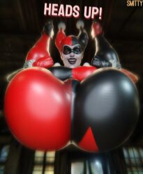 3d 3d_(artwork) batman_(series) harley_quinn harley_quinn_(classic) large_ass large_breasts legs legs_held_open legs_up smitty34 tagme thick_thighs
