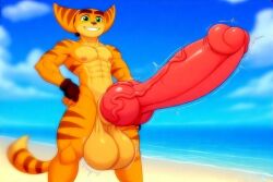 abs ai_generated animal_genitalia anthro balls big_balls big_knot big_penis cock cocky69 excessive_size furry hanging_balls knot knotted_penis long_cock long_penis male massive_balls massive_penis muscles muscular muscular_anthro muscular_male pecs penis ratchet_(ratchet_and_clank) ratchet_and_clank throbbing_penis veiny_balls veiny_cock veiny_knot veiny_penis