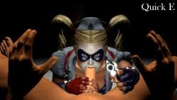 blonde_hair blowjob clown_girl clown_makeup eye_mask faceless_male facepaint gunpoint harley_quinn_(arkham_asylum) nurse_cap nurse_uniform pigtails pov sucking_cock sucking_dick sucking_penis twintails