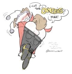 balls buttplug clothed deltarune dog_ears dog_tail kirneliustheiii pants_down petplay tail_plug tenna_(deltarune)
