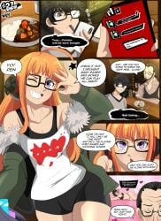 1boy1girl clothed clothed_female clothed_female_nude_male clothed_male comic comic_page glasses karbuitt page_1 persona_5 ren_amamiya sakura_futaba sega wink