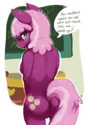 anthro anthrofied ass breasts cheerilee_(mlp) crying cutie_mark dialog earth_pony equine female female_only friendship_is_magic fur green_eyes hair horse jennyfc92 lonely looking_back my_little_pony pink_hair pony sad sideboob solo text