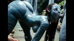 3d ai_female ai_generated alien alien_girl avatar avatar:_the_way_of_water blowjob blue_skinned_female deepthroat female interspecies milf na'vi neytiri oral rower tagme video