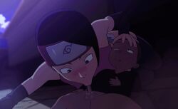 blowjob blowjob_face booty_shorts boruto:_naruto_next_generations d-art fellatio headband sarada_uchiha sloppy_blowjob small_penis smaller_male tiny_penis