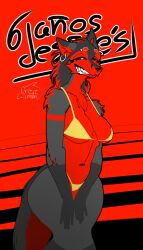 animal_ears animal_tail big_ass big_breasts big_butt big_thighs big_titties bikini black_hair clothing curvaceous curvaceous_female curvaceous_figure curvy curvy_figure curvy_hips female female_focus female_only furry furry_female furry_only long_hair orca_limon original original_character red_fur wolf_ears wolf_girl wolf_tail